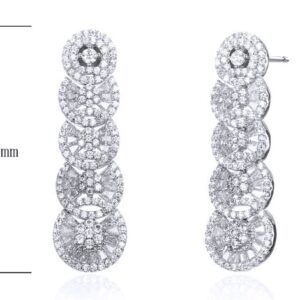 SE24833, Ladies' Moissanite Earring, S925, Rhodium Plated, White, 10.89g