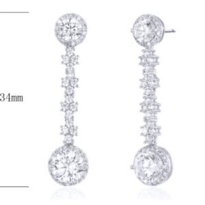 SE21551, Ladies' Moissanite Earring, S925, Rhodium Plated, White, 4.76g