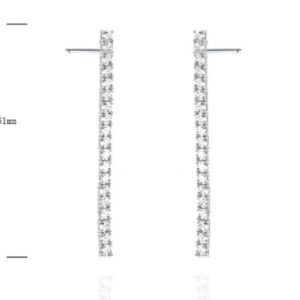 SE38459, Ladies' Moissanite Earring, S925, Rhodium Plated, White, 0.44g