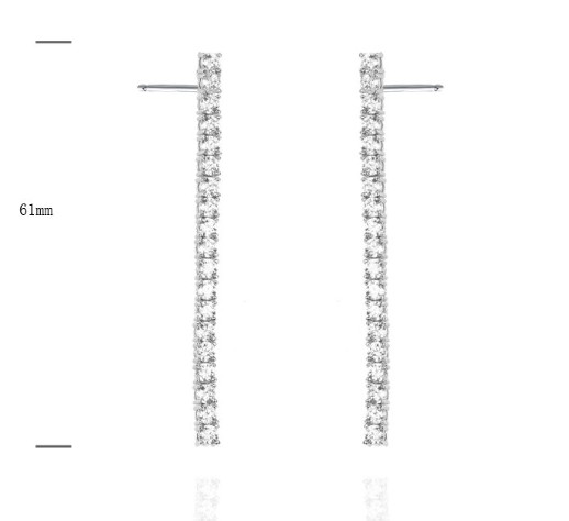 SE38459, Ladies' Moissanite Earring, S925, Rhodium Plated, White, 0.44g