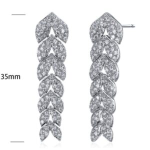 SE15597, Ladies' Moissanite Earring, S925, Rhodium Plated, White, 6.15g
