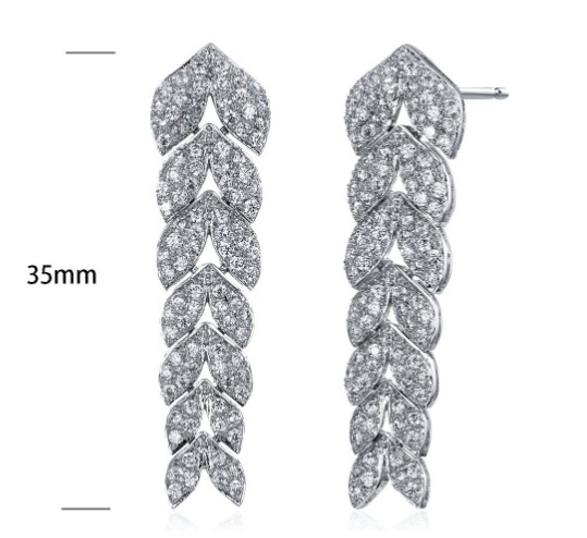 SE15597, Ladies' Moissanite Earring, S925, Rhodium Plated, White, 6.15g