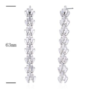 SE13741, Ladies' Moissanite Earring, S925, Rhodium Plated, White, 12.69g
