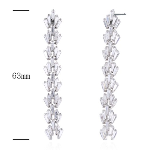 SE13741, Ladies' Moissanite Earring, S925, Rhodium Plated, White, 12.69g