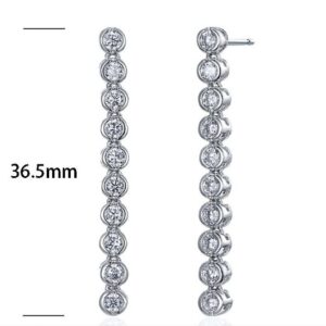 SE15330, Ladies' Moissanite Earring, S925, Rhodium Plated, White, 3.54g