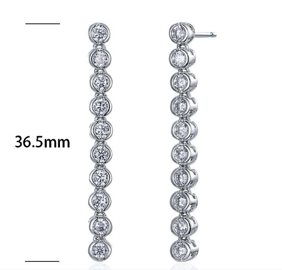 SE15330, Ladies' Moissanite Earring, S925, Rhodium Plated, White, 3.54g