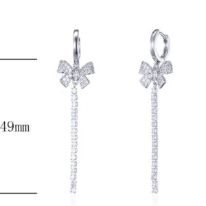 SE24852, Ladies' Moissanite Earring, S925, Rhodium Plated, White, 6.32g