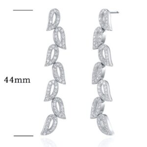 SE06407, Ladies' Moissanite Earring, S925, Rhodium Plated, White, 5.68g