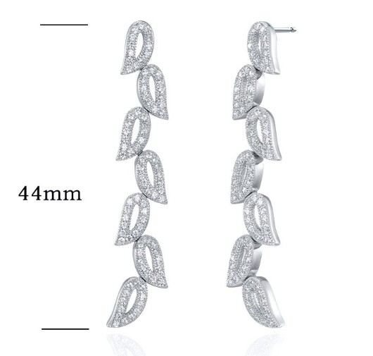 SE06407, Ladies' Moissanite Earring, S925, Rhodium Plated, White, 5.68g