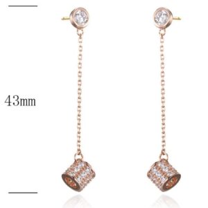 SE26463, Ladies' Moissanite Earring, S925, Rhodium Plated, White, 2.42g