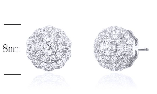 SE25247, Ladies' Moissanite Earring, S925, Rhodium Plated, White, 1.74g