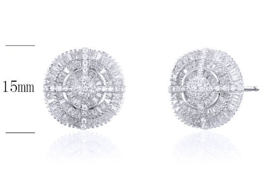 SE24671, Ladies' Moissanite Earring, S925, Rhodium Plated, White, 4.7g