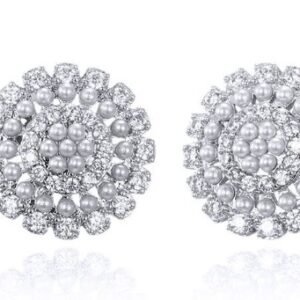 SE26610, Ladies' Moissanite Earring, S925, Rhodium Plated, White, 3.63g