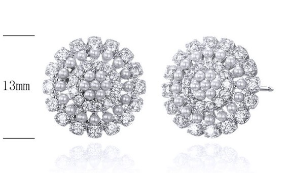 SE26610, Ladies' Moissanite Earring, S925, Rhodium Plated, White, 3.63g