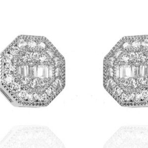 SE37876, Ladies' Moissanite Earring, S925, Rhodium Plated, White, 2.75g