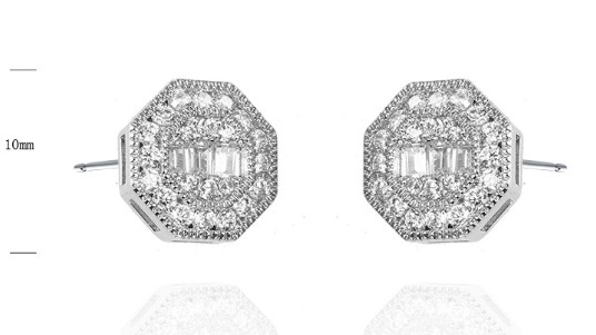 SE37876, Ladies' Moissanite Earring, S925, Rhodium Plated, White, 2.75g