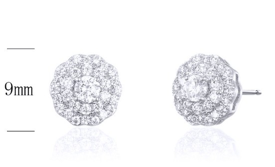 SE25248, Ladies' Moissanite Earring, S925, Rhodium Plated, White, 2.36g