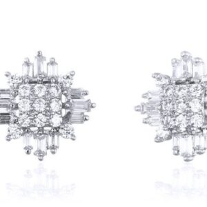 SE25438, Ladies' Moissanite Earring, S925, Rhodium Plated, White, 2.11g