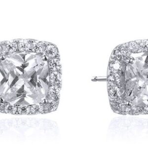 SE26022, Ladies' Moissanite Earring, S925, Rhodium Plated, White, 2.47g