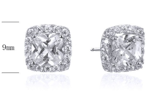 SE26022, Ladies' Moissanite Earring, S925, Rhodium Plated, White, 2.47g