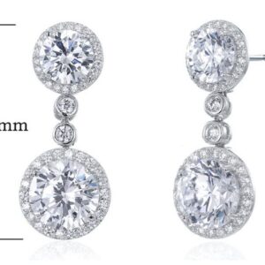 SE08637, Ladies' Moissanite Earring, S925, Rhodium Plated, White, 6.48g