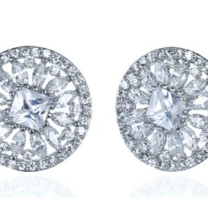 SE13757, Ladies' Moissanite Earring, S925, Rhodium Plated, White, 5.24g