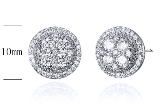 SE27856, Ladies' Moissanite Earring, S925, Rhodium Plated, White, 2.31g