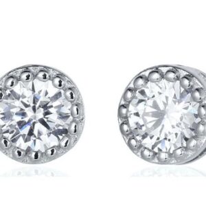 SE07178, Ladies' Moissanite Earring, S925, Rhodium Plated, White, 1.01g