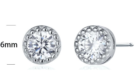 SE07178, Ladies' Moissanite Earring, S925, Rhodium Plated, White, 1.01g