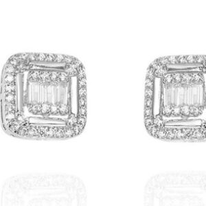SE37878, Ladies' Moissanite Earring, S925, Rhodium Plated, White, 2.89g
