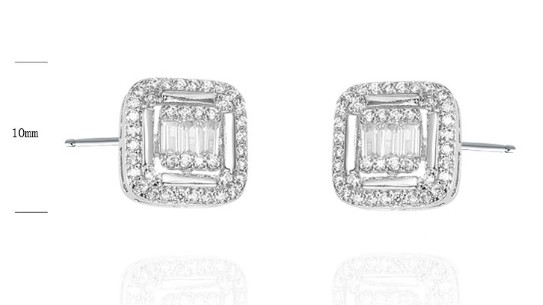 SE37878, Ladies' Moissanite Earring, S925, Rhodium Plated, White, 2.89g