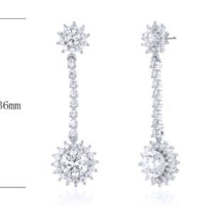 SE21549, Ladies' Moissanite Earring, S925, Rhodium Plated, White, 4.63g
