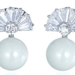 SE13762, Ladies' Moissanite Earring, S925, Rhodium Plated, White, 4.91g