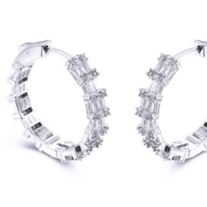 SE24676, Ladies' Moissanite Earring, S925, Rhodium Plated, White, 6.87g