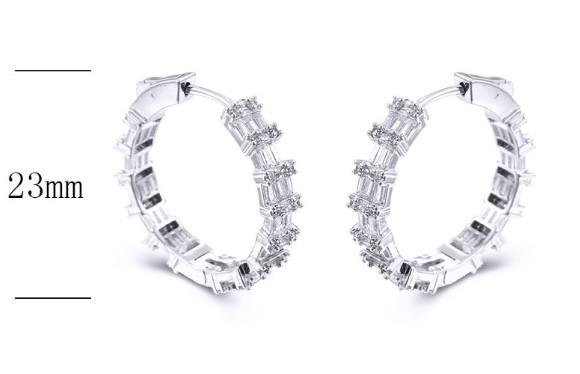 SE24676, Ladies' Moissanite Earring, S925, Rhodium Plated, White, 6.87g