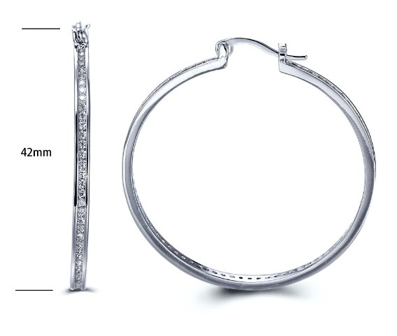 SE15274, Ladies' Moissanite Earring, S925, Rhodium Plated, White, 6.3g