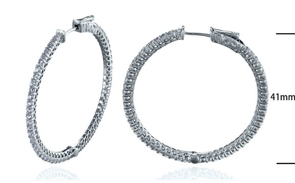 SE14716, Ladies' Moissanite Earring, S925, Rhodium Plated, White, 7.5g