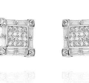 SE37863, Ladies' Moissanite Earring, S925, Rhodium Plated, White, 2.69g