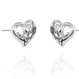 SE38568, Ladies' Moissanite Earring, S925, Rhodium Plated, White, 2.08g