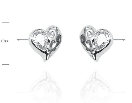 SE38568, Ladies' Moissanite Earring, S925, Rhodium Plated, White, 2.08g