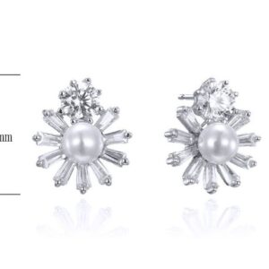 SE26003, Ladies' Moissanite Earring, S925, Rhodium Plated, White, 1.74g