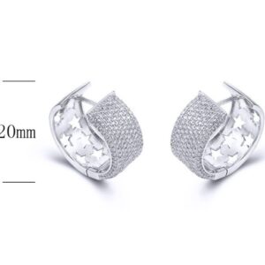 SE24656, Ladies' Moissanite Earring, S925, Rhodium Plated, White, 2.32g