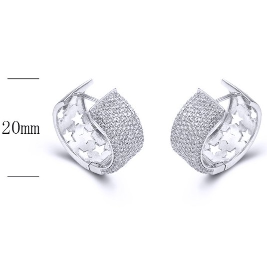 SE24656, Ladies' Moissanite Earring, S925, Rhodium Plated, White, 2.32g