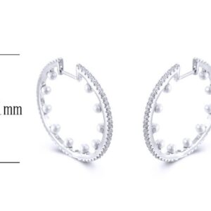 SE24551, Ladies' Moissanite Earring, S925, Rhodium Plated, White, 6.7g
