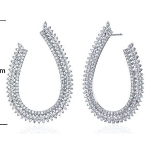 SE15307, Ladies' Moissanite Earring, S925, Rhodium Plated, White, 6.19g
