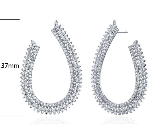 SE15307, Ladies' Moissanite Earring, S925, Rhodium Plated, White, 6.19g