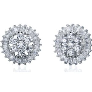 SE14645, Ladies' Moissanite Earring, S925, Rhodium Plated, White, 3.18g