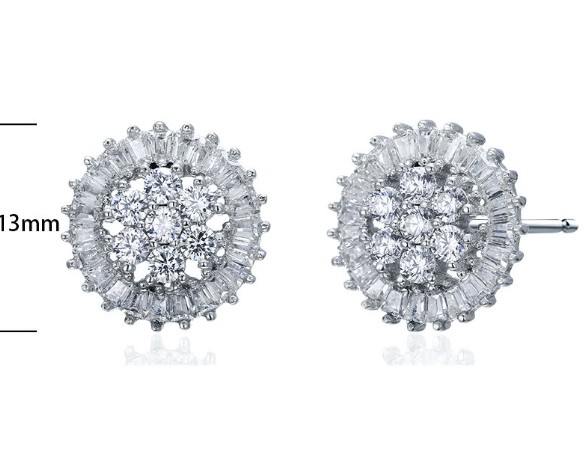 SE14645, Ladies' Moissanite Earring, S925, Rhodium Plated, White, 3.18g