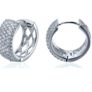 SE03106, Ladies' Moissanite Earring, S925, Rhodium Plated, White, 9.4g