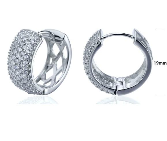 SE03106, Ladies' Moissanite Earring, S925, Rhodium Plated, White, 9.4g